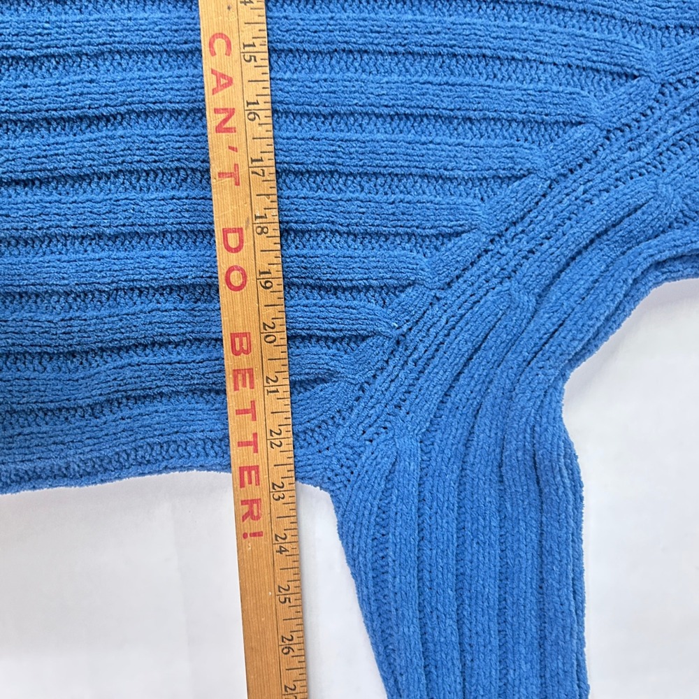 Cropped Ribbed Knit Sweater L Blue American Eagle Y2K Cozy Indie Everyday Cozy - Picture 7 of 7